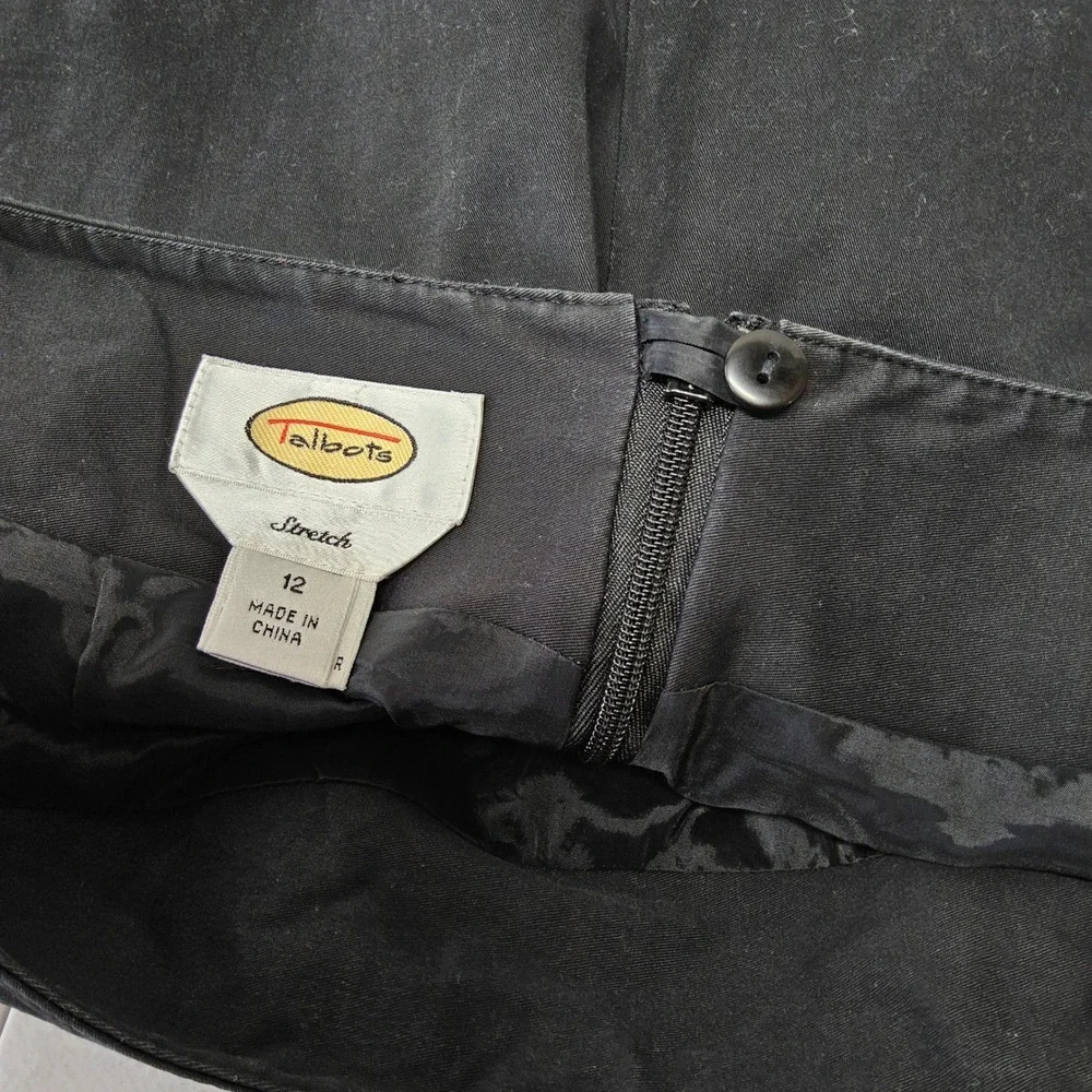 Talbots‎ Pencil Skirt Womens 12 Black Cotton Stretch Knee Length Career Zip - Picture 5 of 7